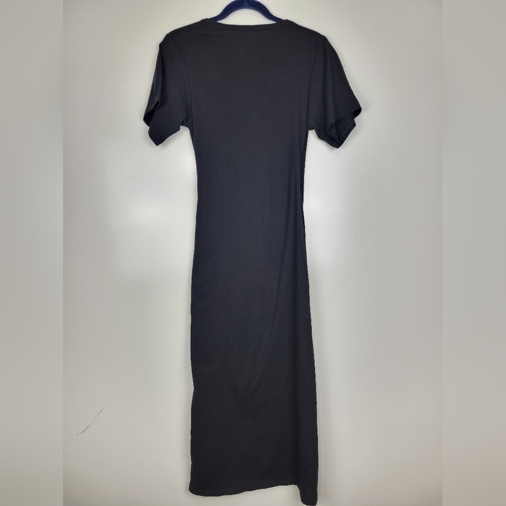 NWT IRO Black Wrap-Over Lemica Midi Dress Short Sleeve Size Medium - Picture 6 of 14